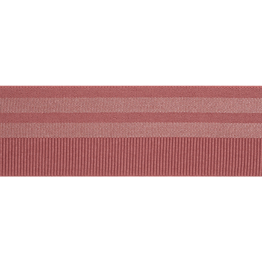 Nylon Elastic Trim with Satin Stripes and Ribbing Made in Italy - 1.625