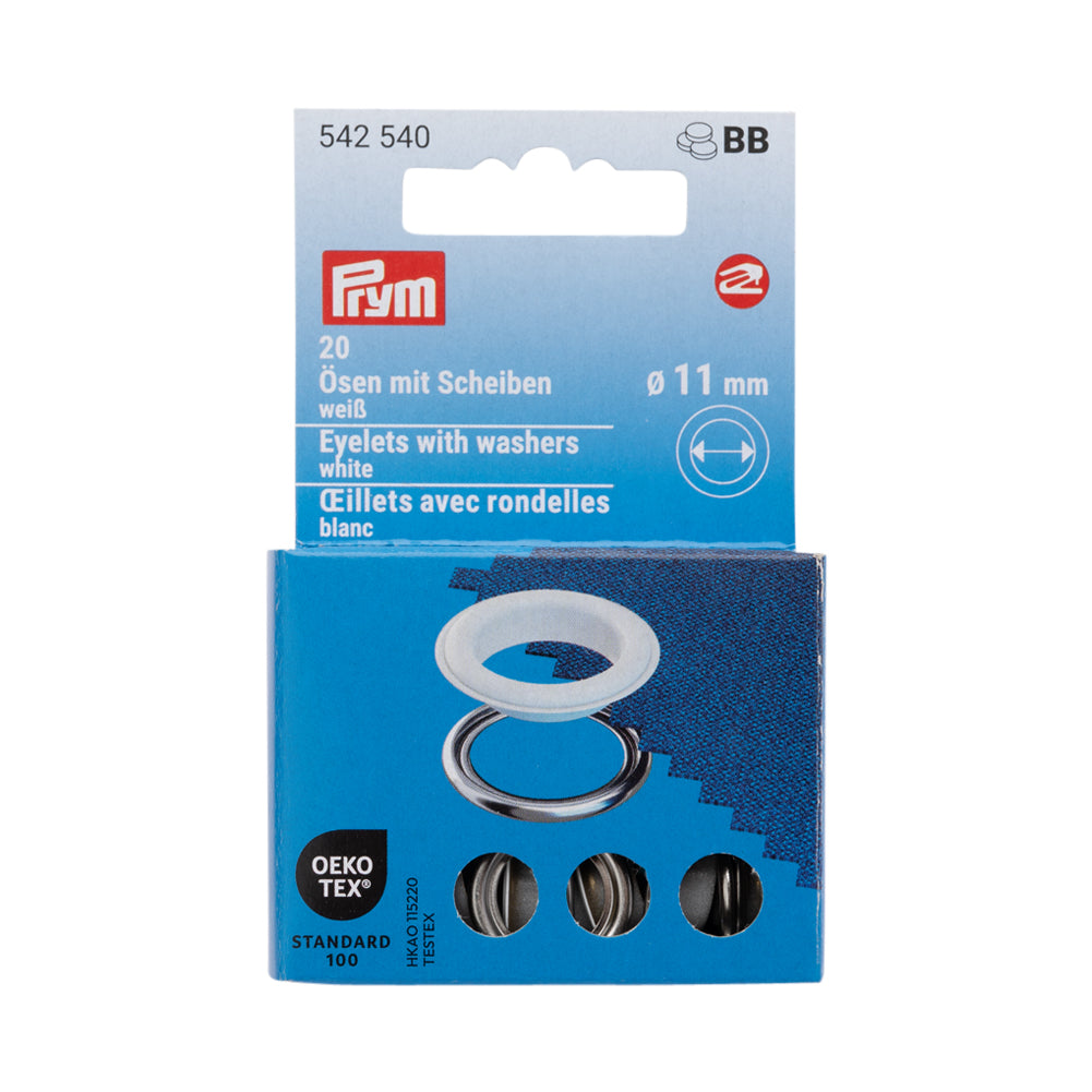 Prym Eyelets with Washers - White 11mm - 20pc - Joann Fabrics