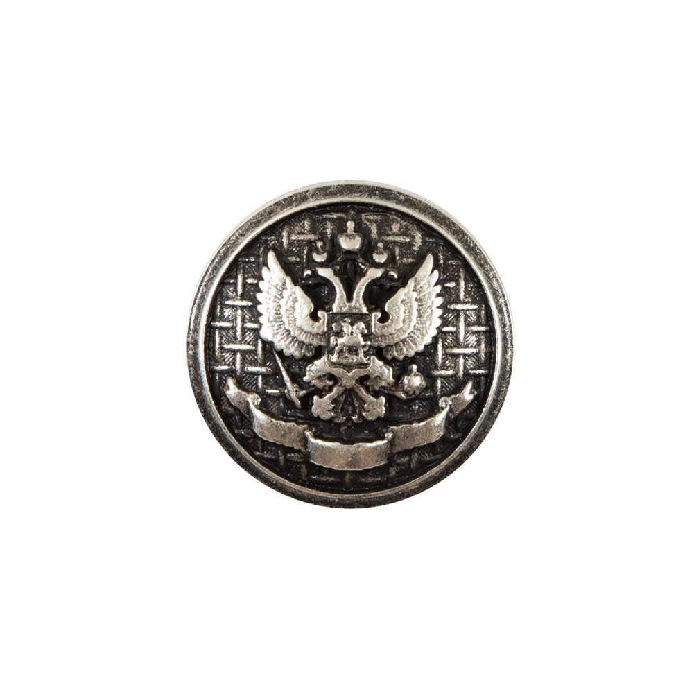 Italian Silver Button with Double-Headed Eagle Emblem - 32L/20mm - Joann Fabrics