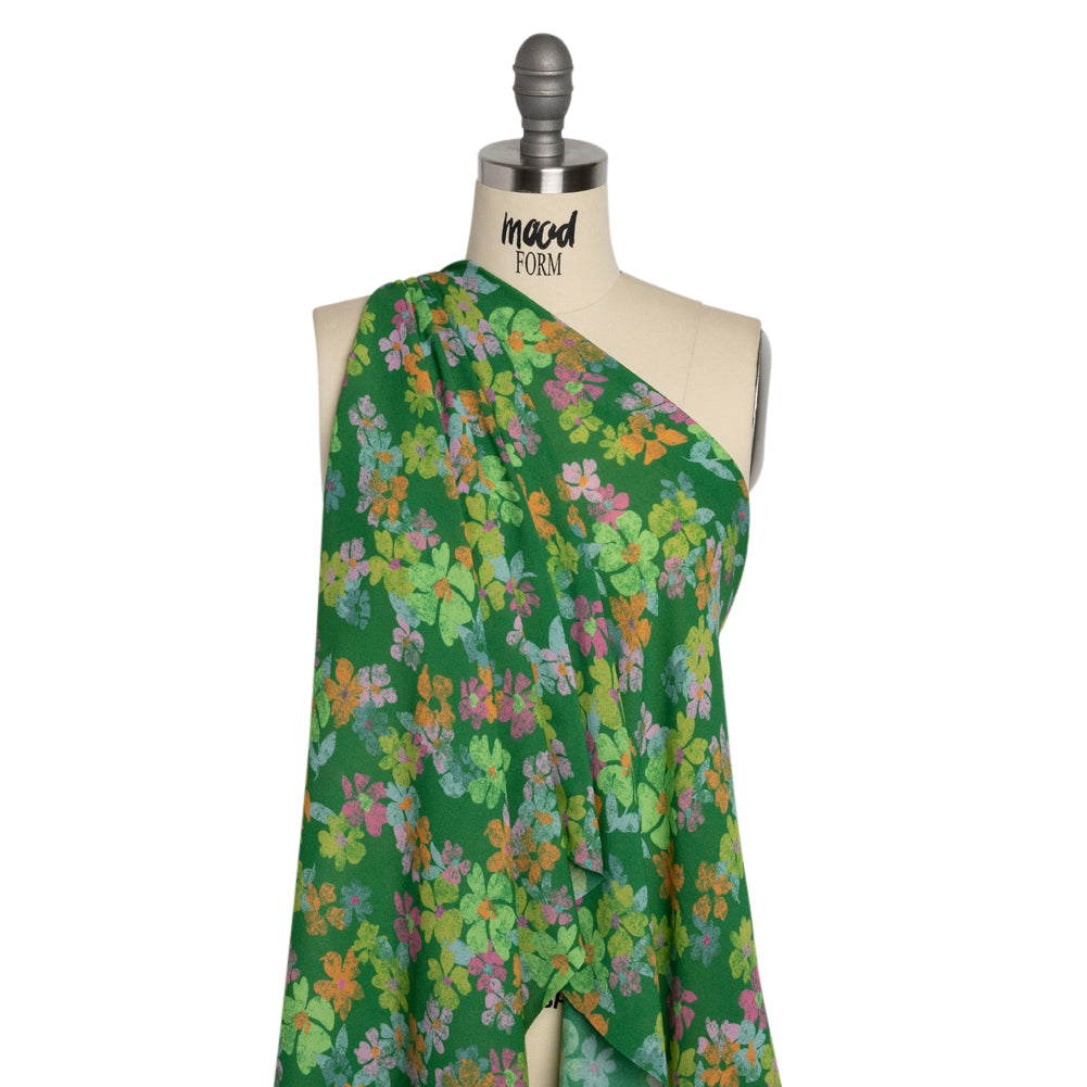 Mood Exclusive Green Flirt with Flowers Viscose Georgette - Joann Fabrics