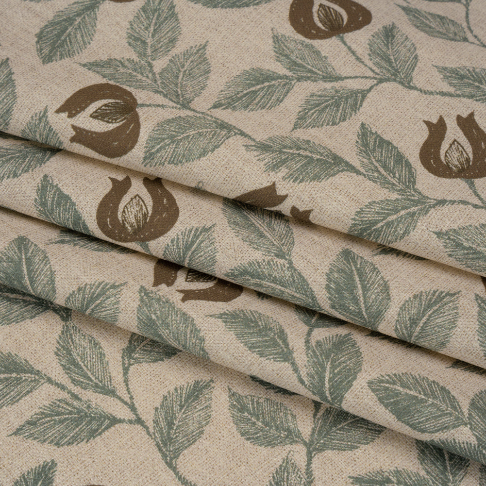 Printed Cotton Canvas - Sage Budding Flowers and Leaves - British Imported - Joann Fabrics