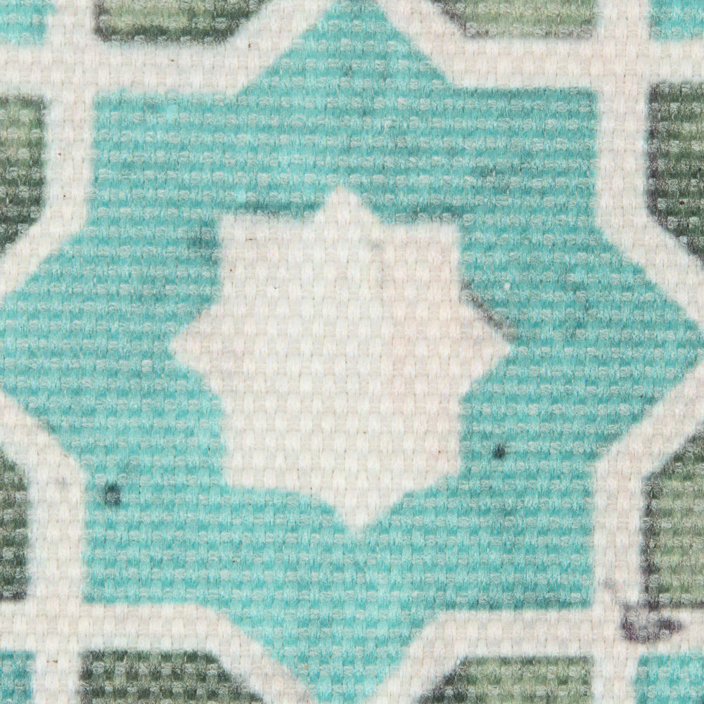 Spa Blue/Green Geometric Floral Outdoor Canvas - Joann Fabrics