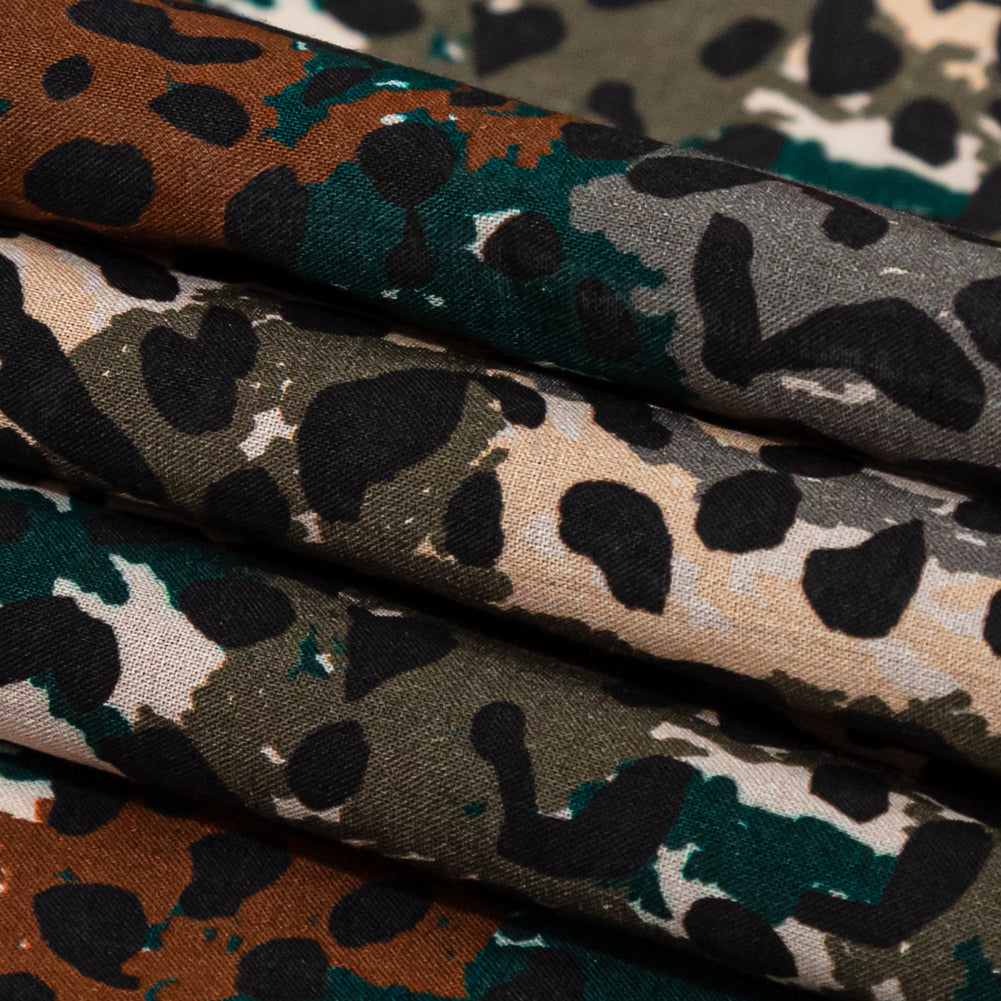 Cotton Voile - Green and Brown Animal Spots - Guerrilla Safari Print - Mood Exclusive Serengeti Collection - Joann Fabrics