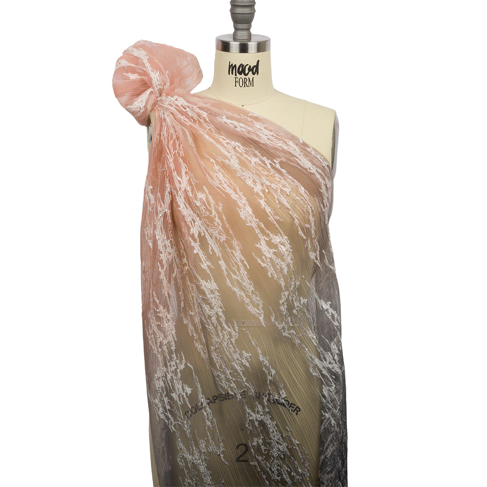 Embroidered Soft Pleated Tulle with Sequins - Charcoal and Blush Ombre Abstract - Sequoia Collection - Joann Fabrics
