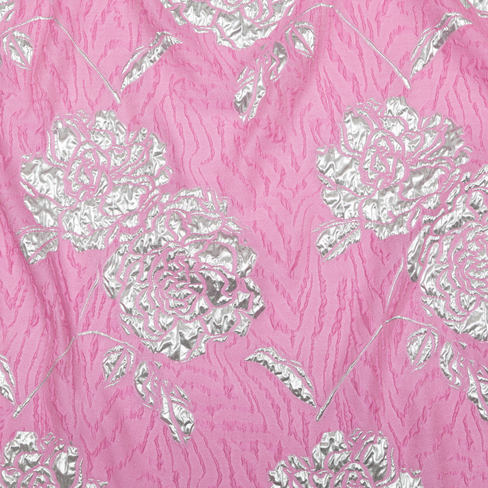 Metallic Silver and Wild Orchid Rosy Luxury Brocade - Joann Fabrics