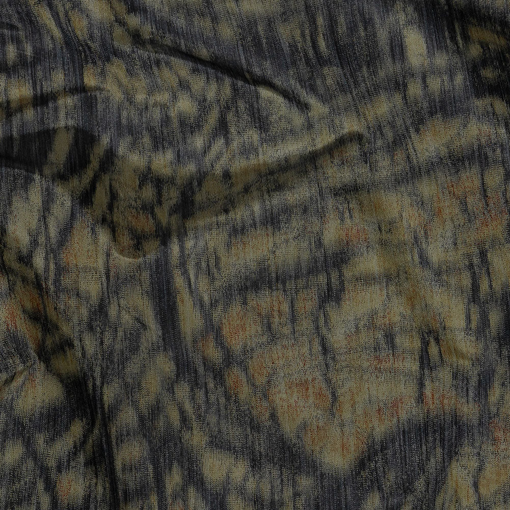 Italian Olive, Orange and Black Abstract Warp Printed Polyester Faille - Joann Fabrics