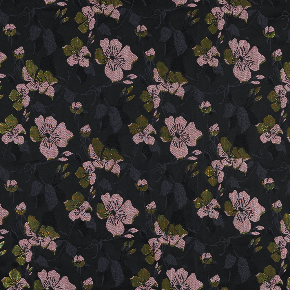 Black, Pink and Lime Reversible Floral Brocade - Joann Fabrics