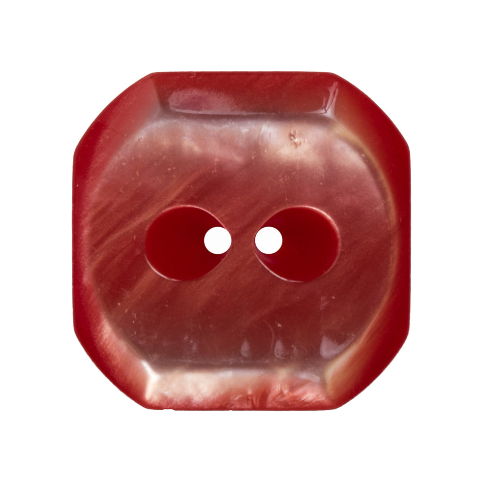 Square Plastic 2-Hole Button with Cut Corners Made in Italy - 44L/28mm - Red Shimmer - Joann Fabrics