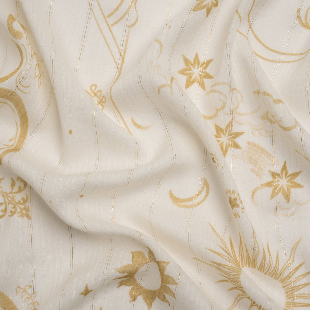 Mood Exclusive Cream Endless Diamond Sky Metallic Pinstriped Viscose Dobby - Joann Fabrics