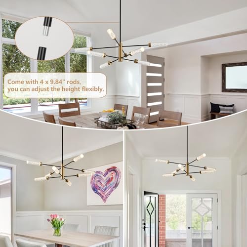 SGLfarmty LED Sputnik Chandelier, 8-Light Modern Pendant Light,Mid ...