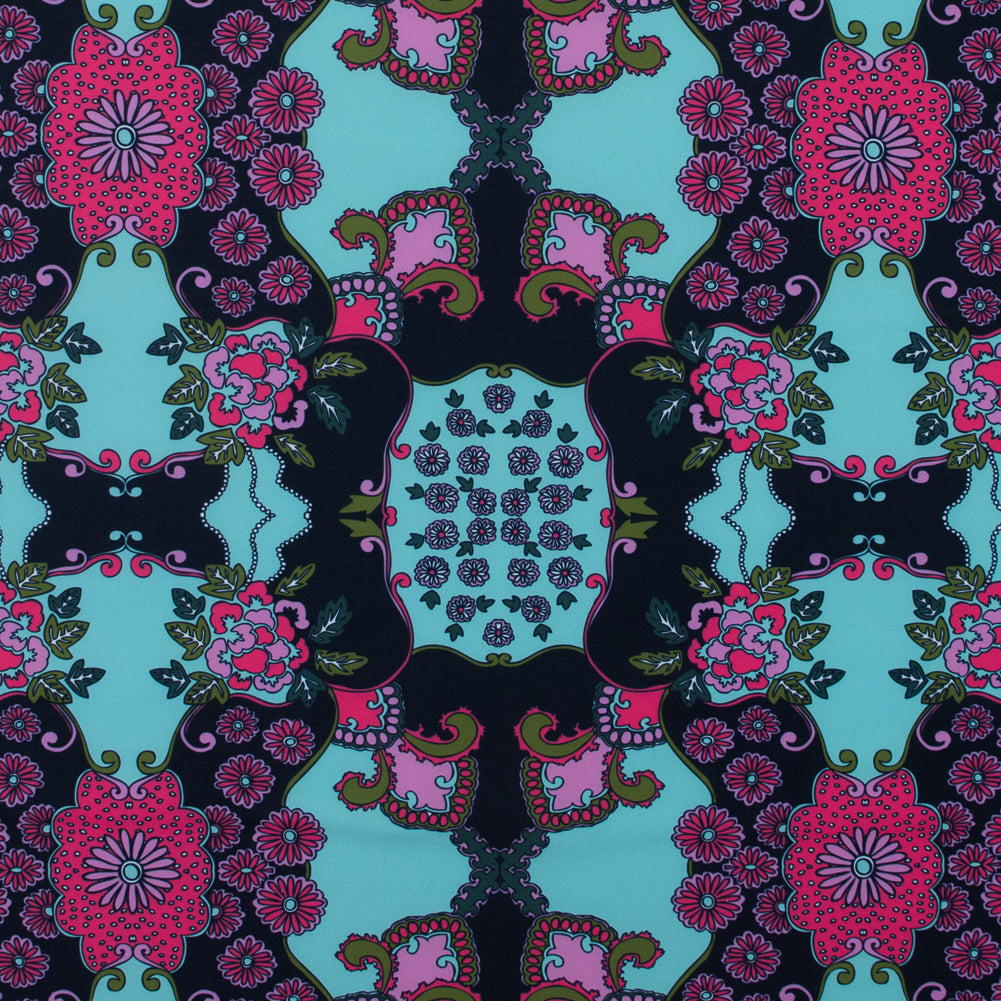 Pink and Green Floral Polyester Jersey - Joann Fabrics