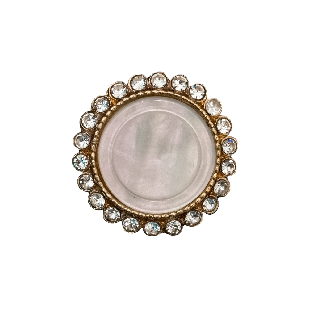 Italian Gold Metal, Crystal Rhinestones and Oatmeal Shell Shank Button - 36L/23mm - Joann Fabrics
