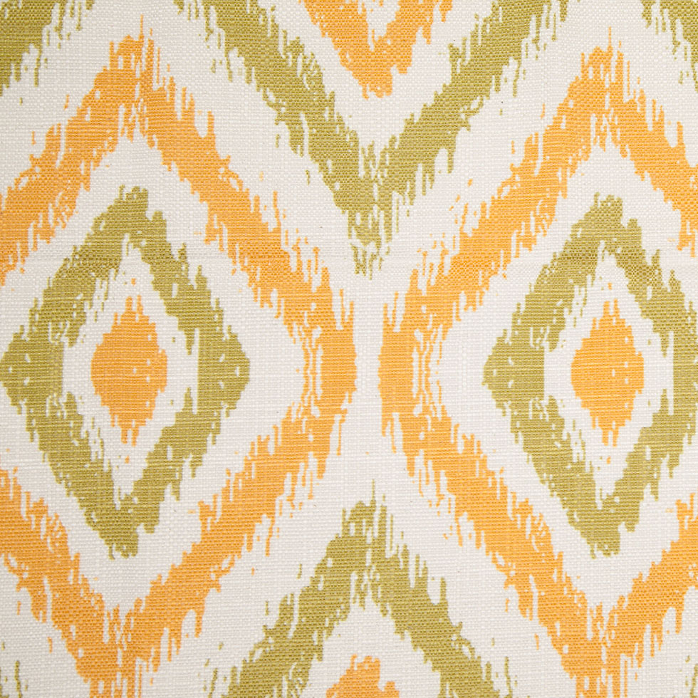 Spanish Green/Orange Ikat-Like Geometric Poly/Cotton Canvas - Joann Fabrics