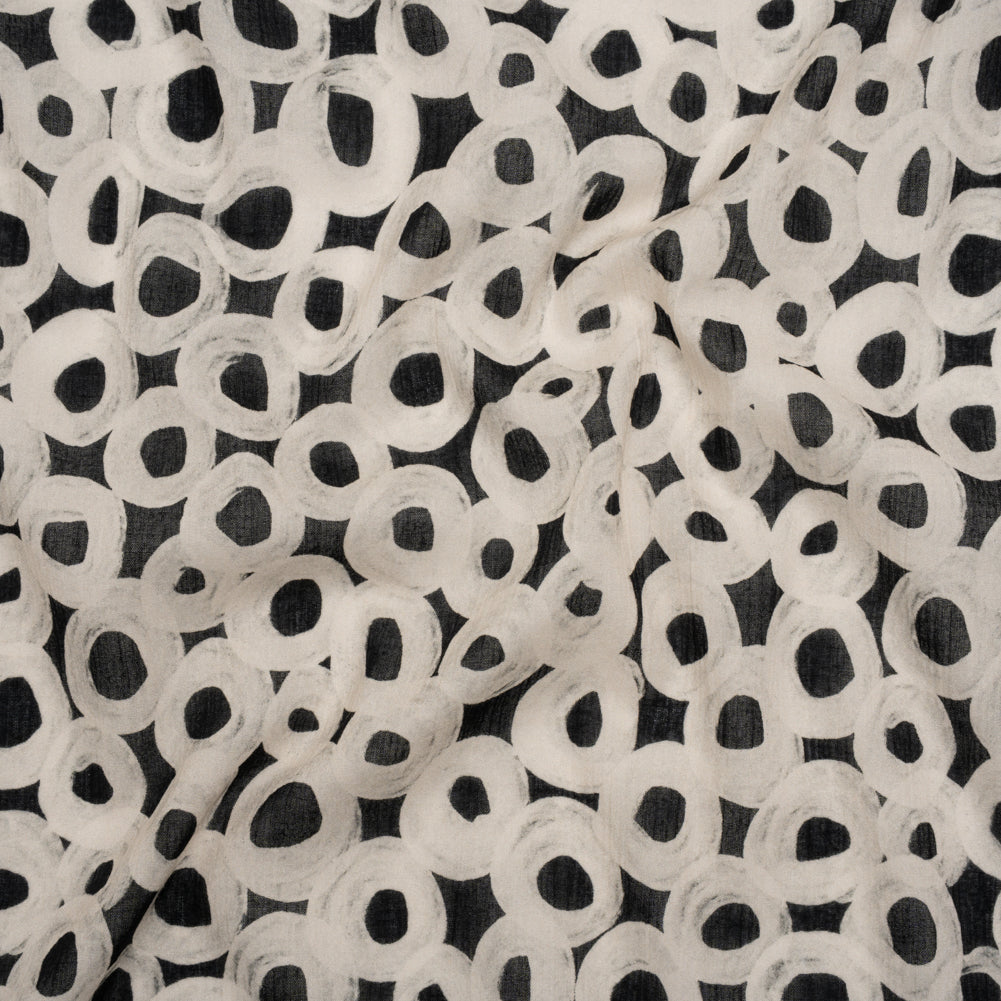 Crinkled Cotton Gauzy Woven - Black and White Painted Circles - Mood Exclusive The Space Between Print - Joann Fabrics