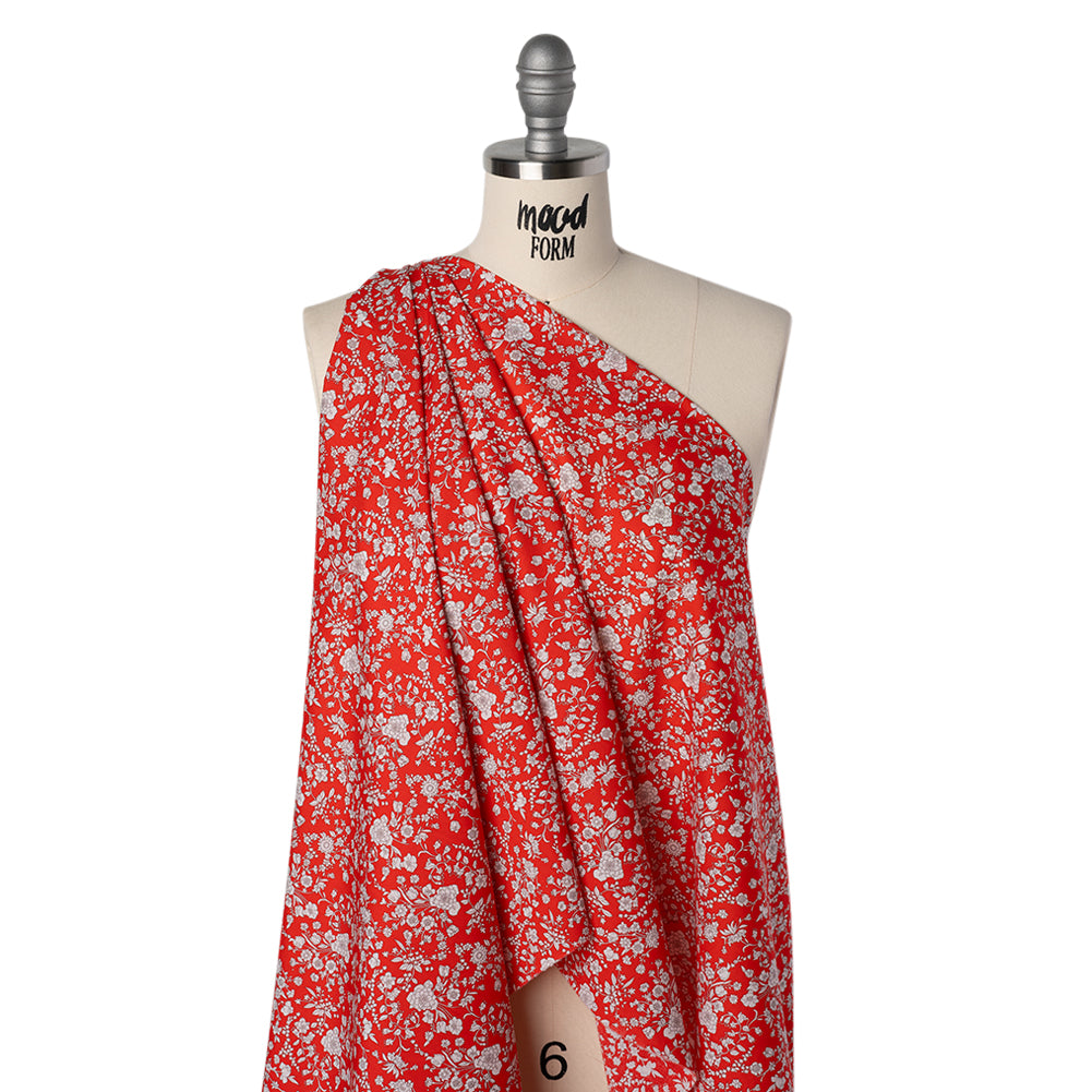 Liberty Fabrics Tana Lawn® - Summer Blooms Red - Scarlet Red and White Floral - Joann Fabrics