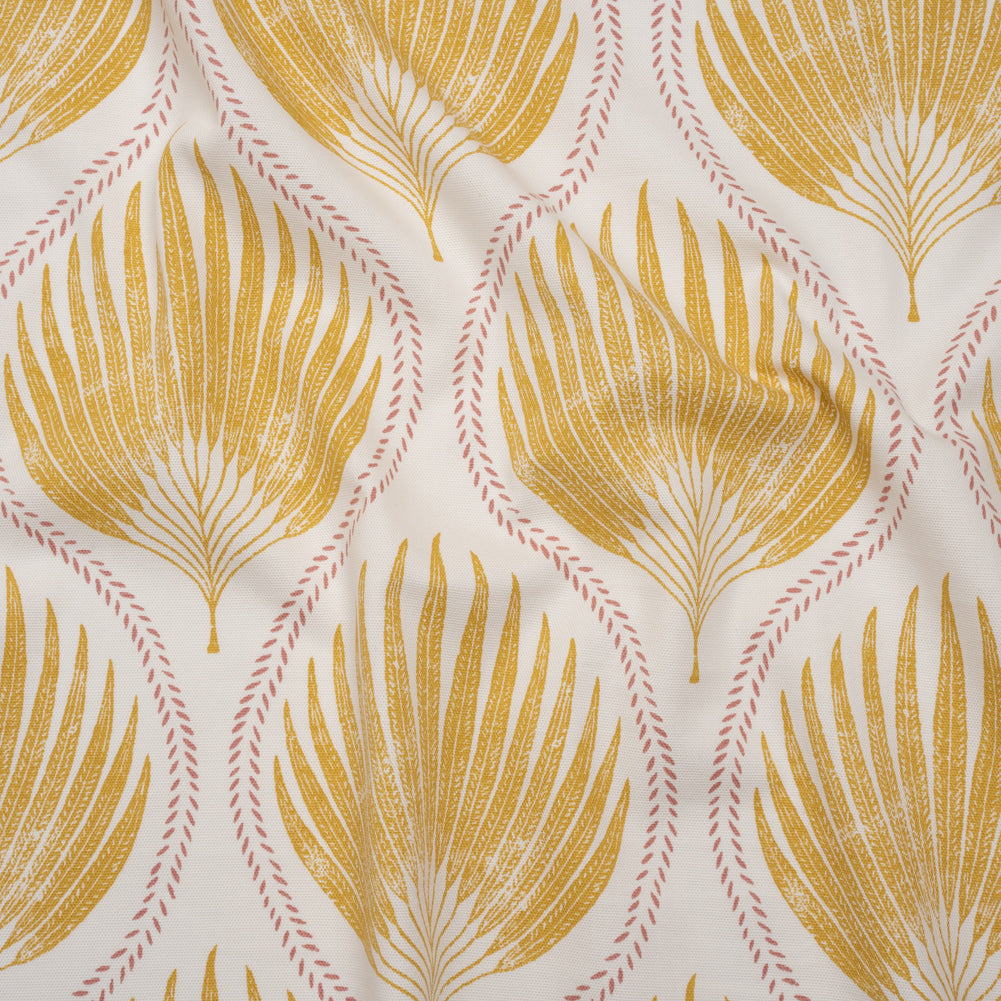 Cotton Canvas Print - Marigold Palm Leaf Ogee - British Imported - Joann Fabrics