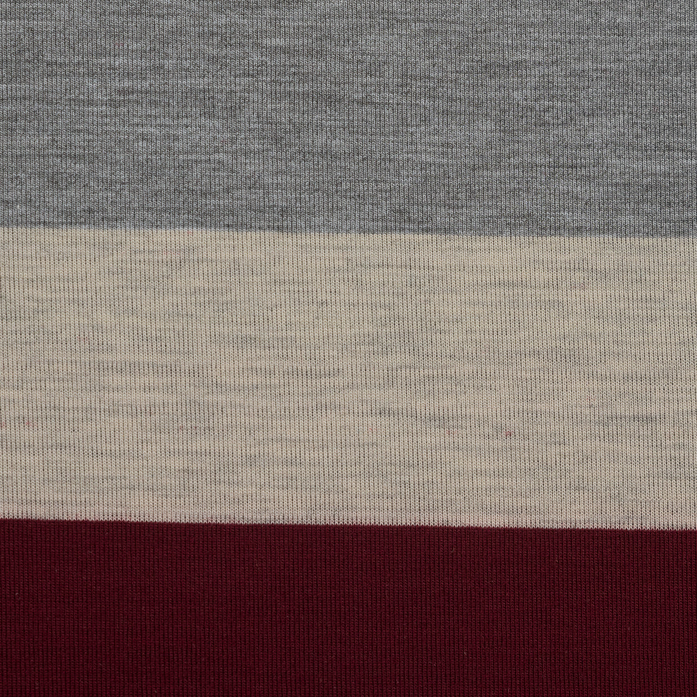 Burgundy, Oatmeal and Gray Awning Striped Jersey - Joann Fabrics