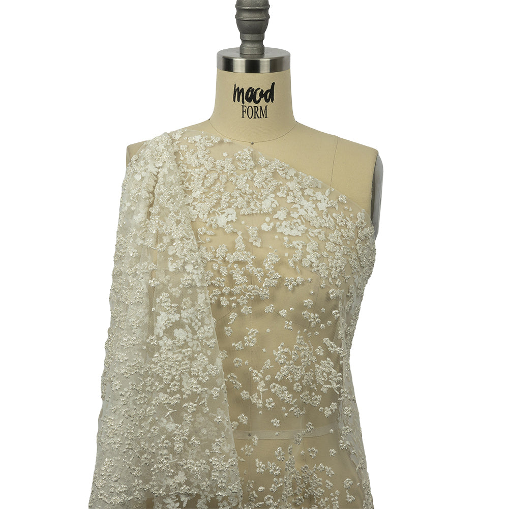 3D Puffy Glitter Tulle - White Floral - Joann Fabrics