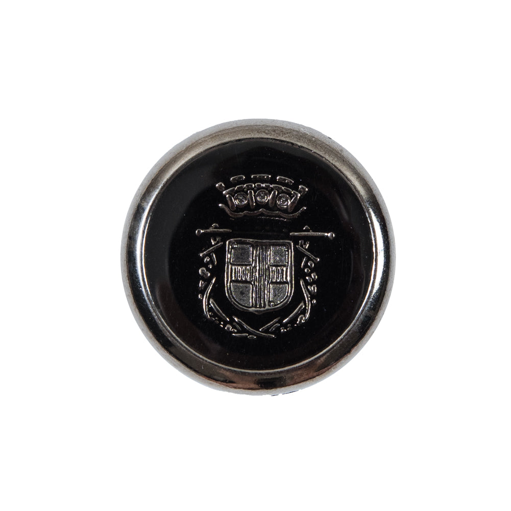 Italian Black and Silver Crest Metal Button - 36L/23mm - Joann Fabrics