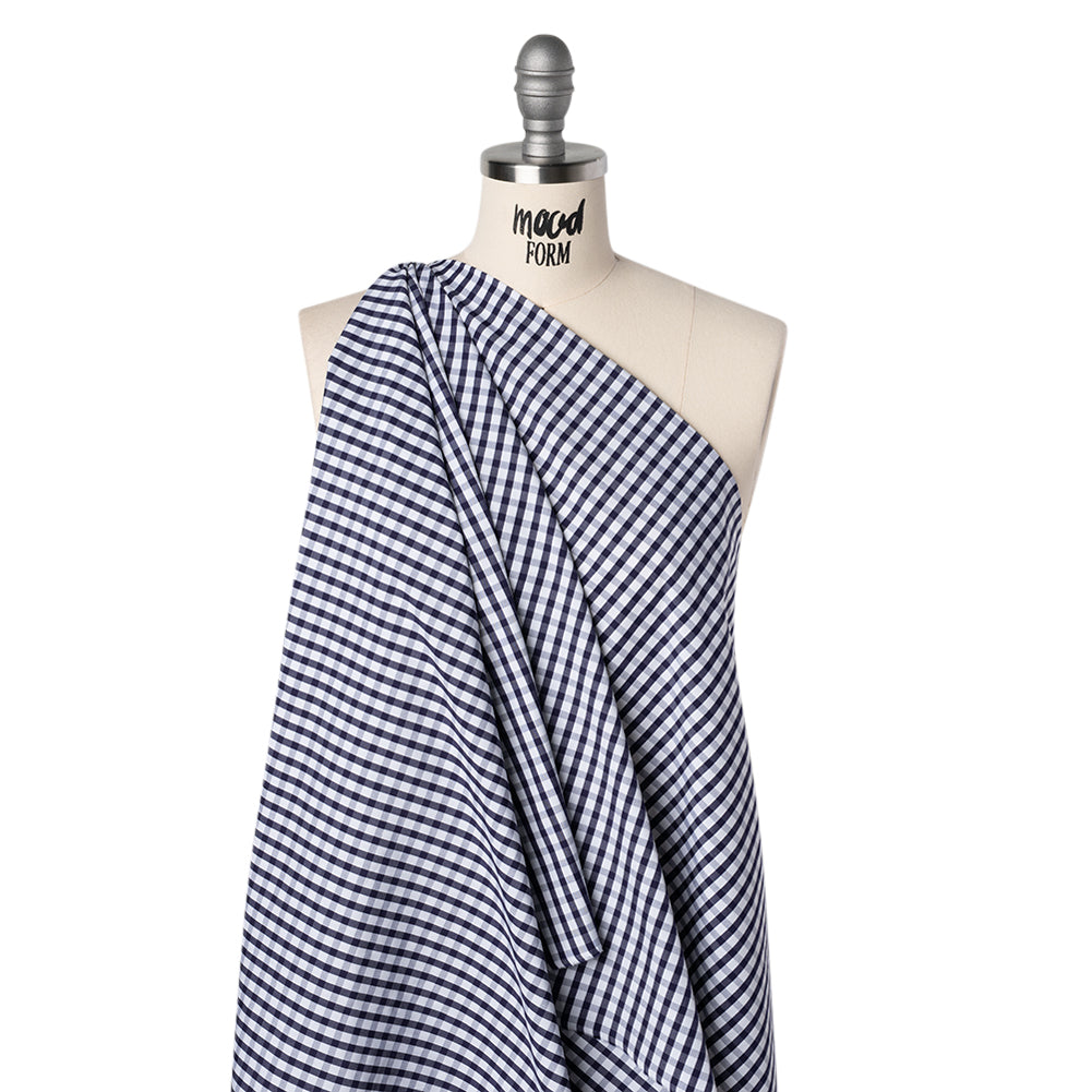 Cotton Shirting - Navy Blue and White Checks - Deadstock - Joann Fabrics