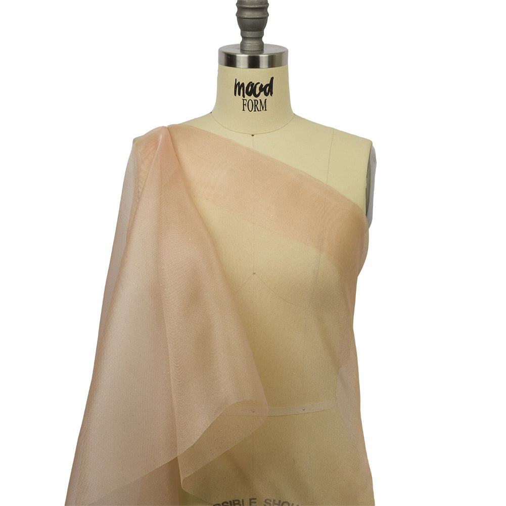 Polyester Mesh Organza with Gold Glitter - Tan - Starlight Collection - Joann Fabrics