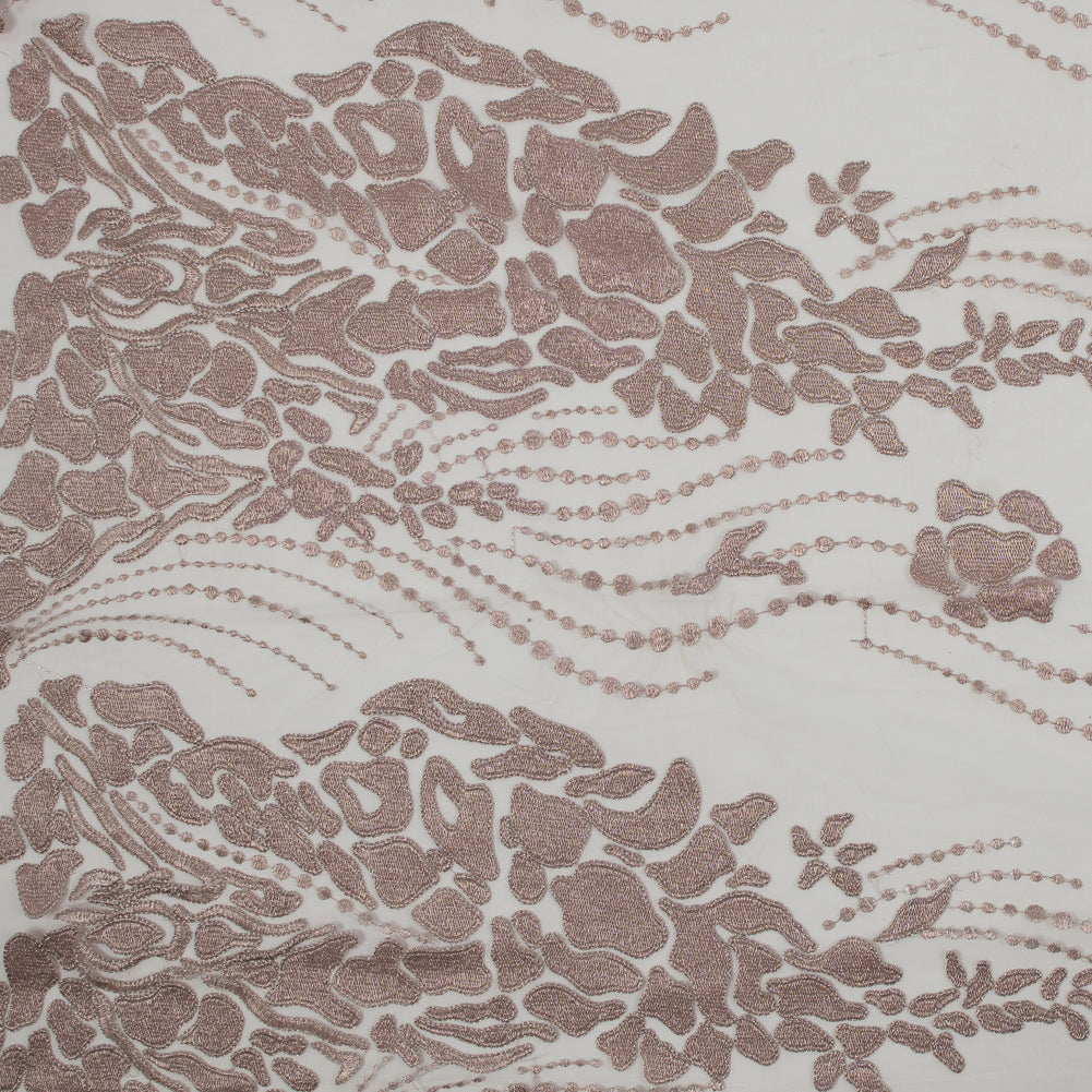 Metallic Mauve Abstract Embroidery on Pink Mesh - Joann Fabrics