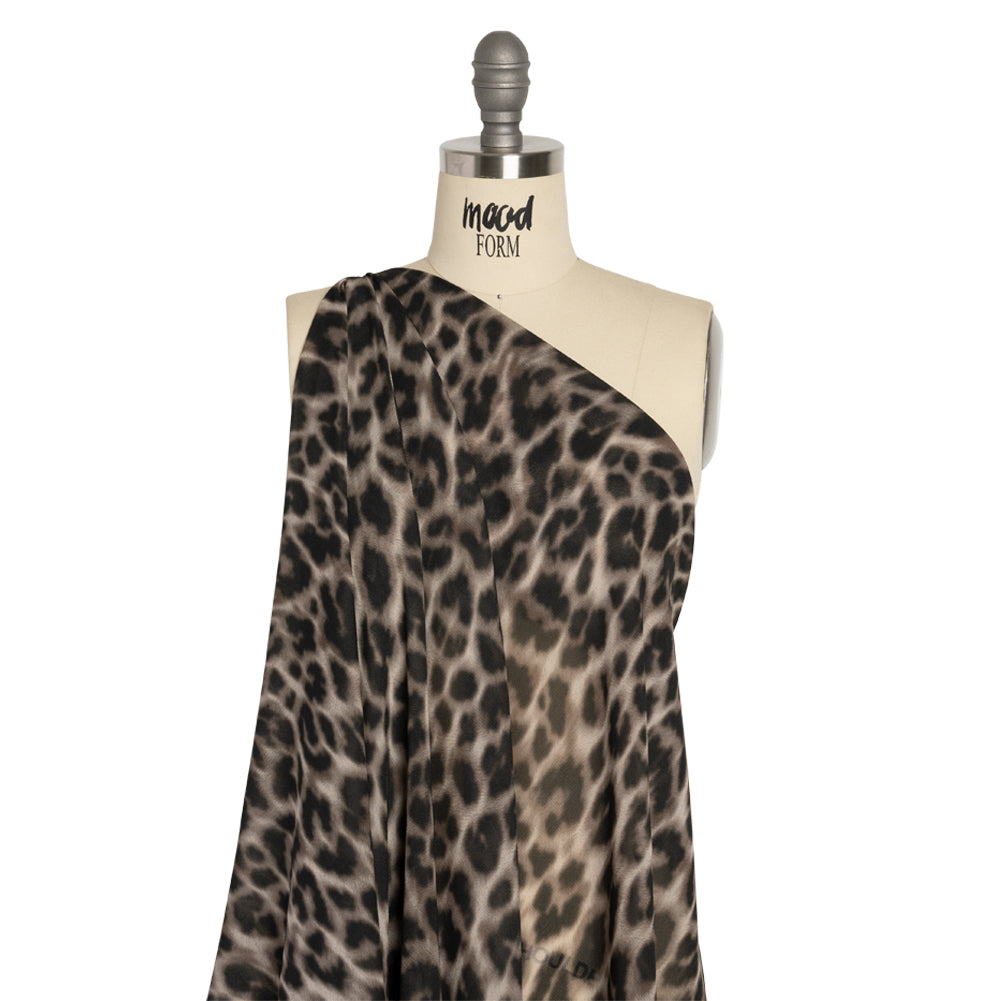 Viscose Georgette - Black and Beige Leopard - Shade of the Acacia Print - Mood Exclusive Kilimanjaro Collection - Joann Fabrics