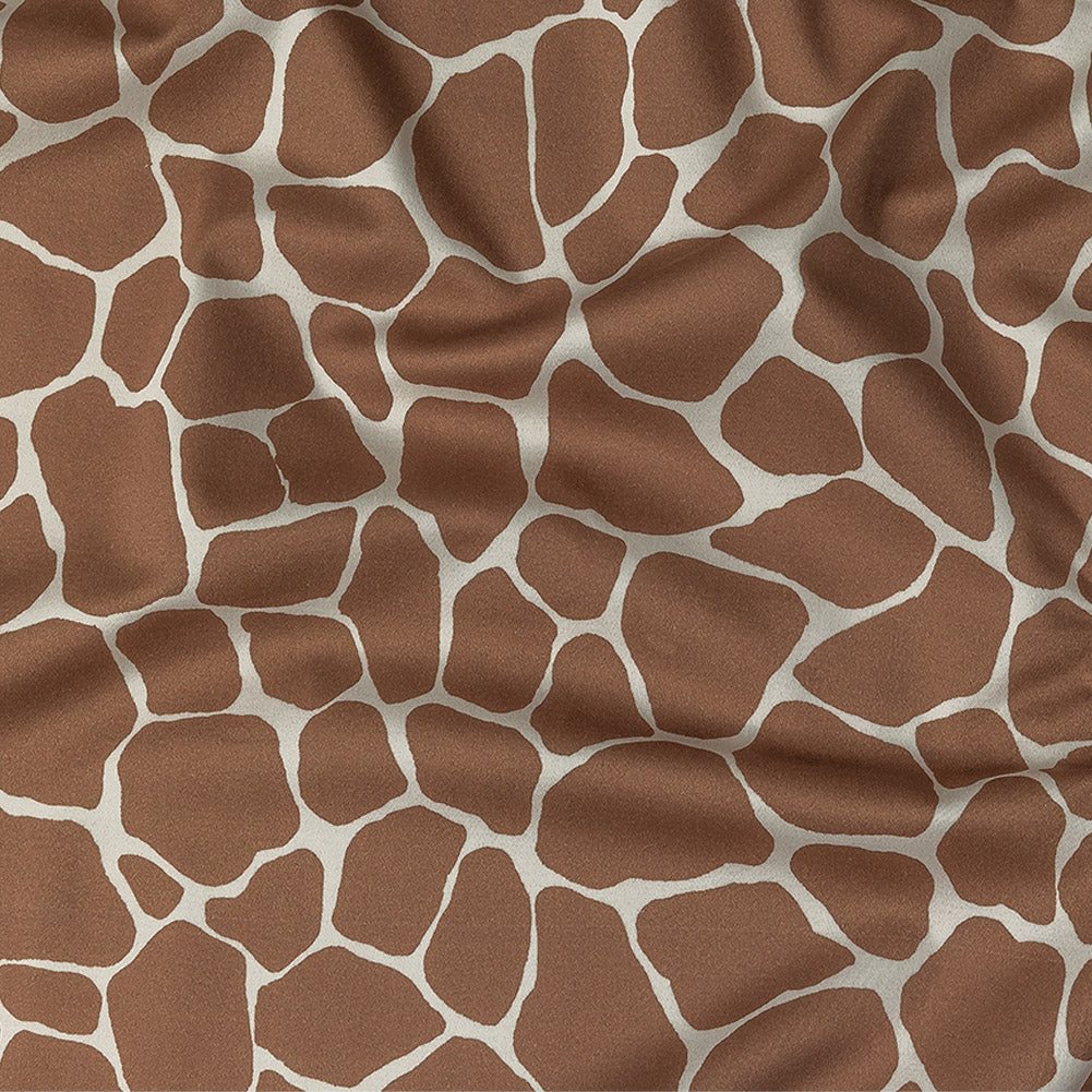 Stretch Cotton Sateen - Brown Giraffe Spots - Amorphous Amalgamation Print - Mood Exclusive Serengeti Collection - Joann Fabrics