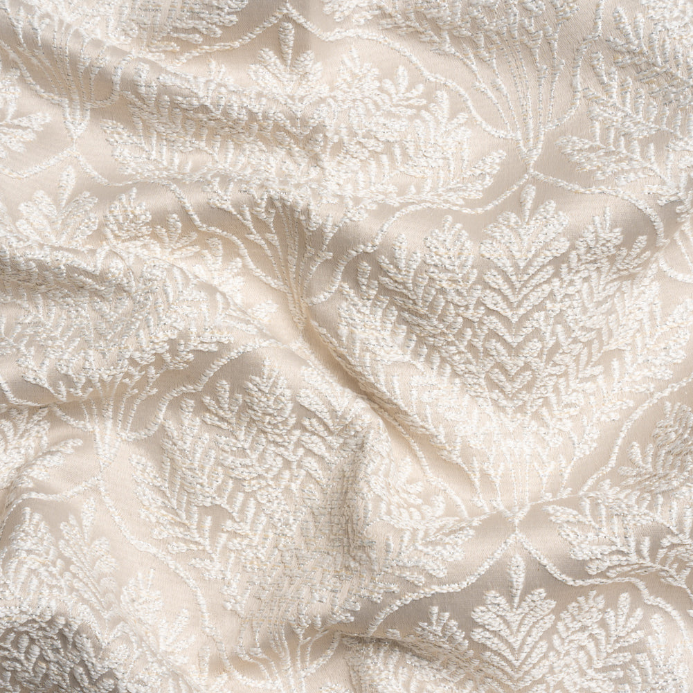 Metallic Drapery Jacquard - Porcelain Leafy Fans - British Imported - Joann Fabrics