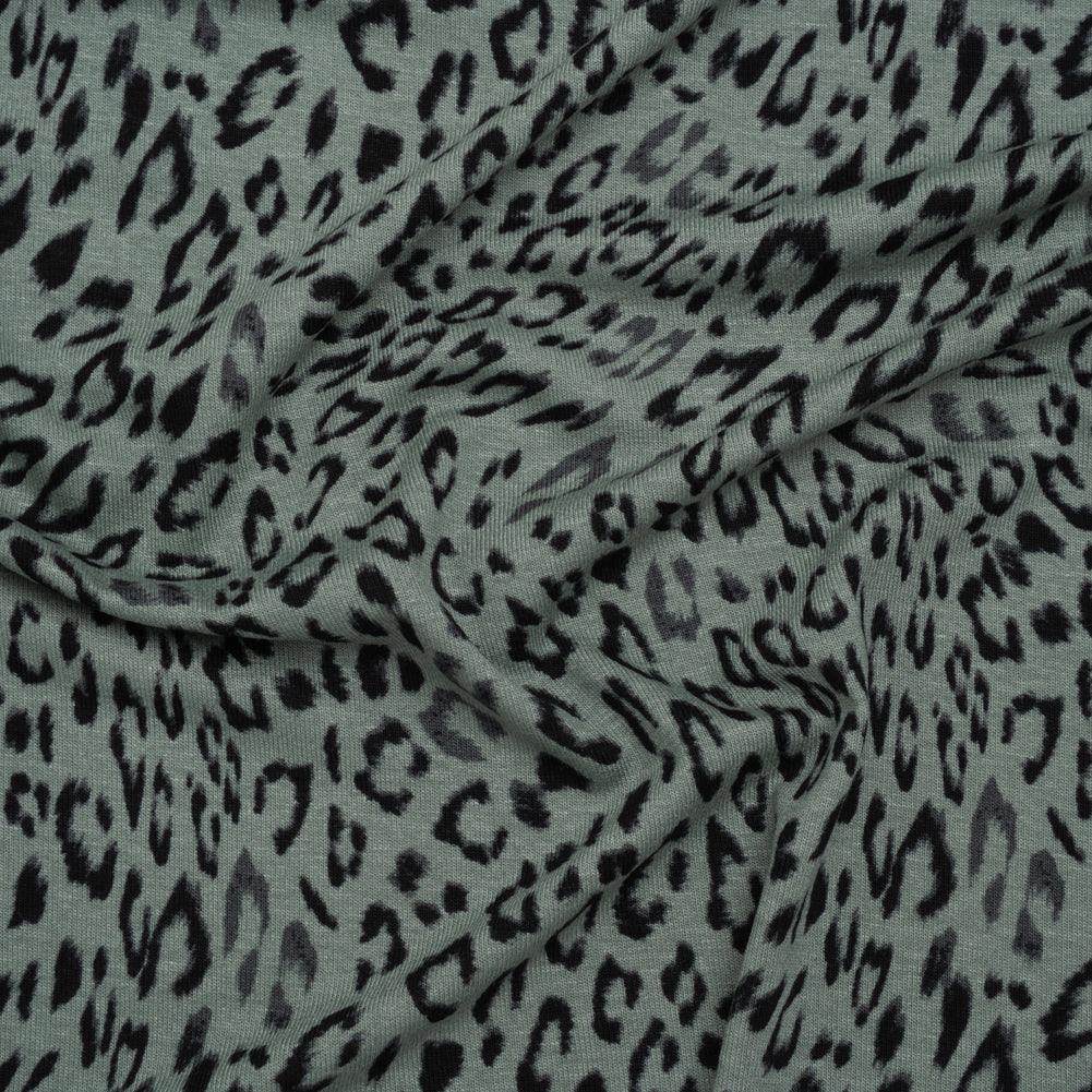 Stretch Viscose Jersey Print - Steely Blue-Gray and Black Animal Print - Designer Deadstock - Joann Fabrics