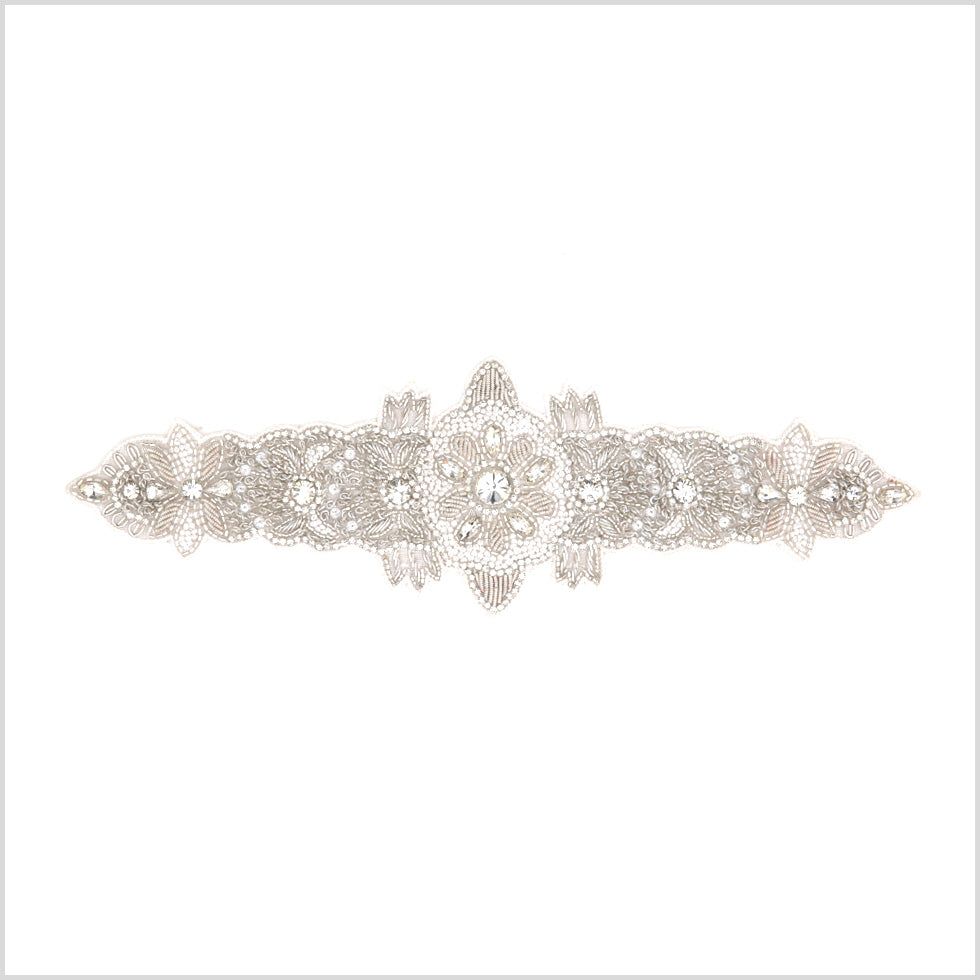 Silver/White Beaded Rhinestone Applique - Joann Fabrics