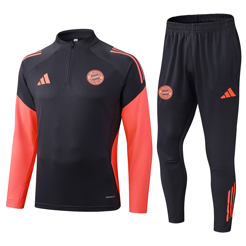 2025/2026 Bayern Munich Half-Pull Training Suit Dark Gray Football Shirt 1:1 Thai Quality Set