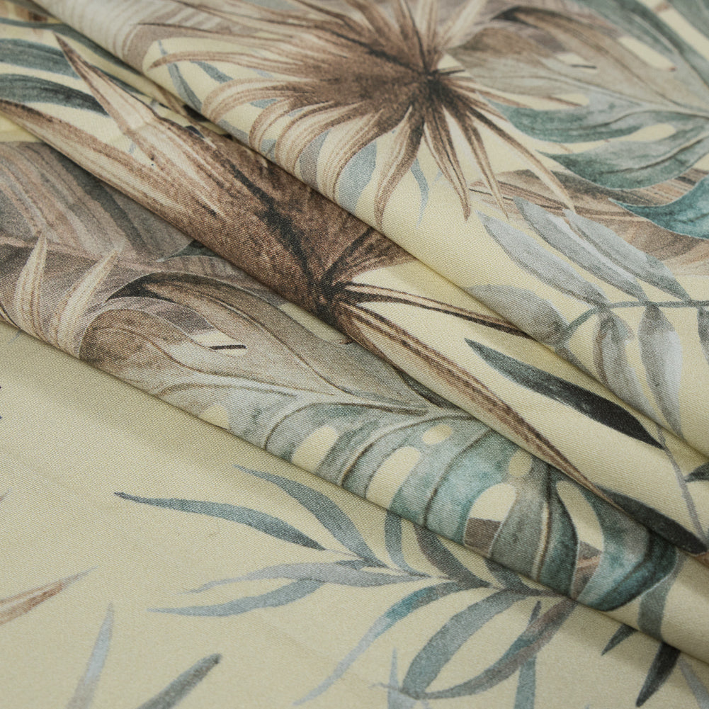 Stretch Cotton Sateen - Yellow Tropical Leaves - Efficacy of Contentment Print - Mood Exclusive Key Largo Collection - Joann Fabrics