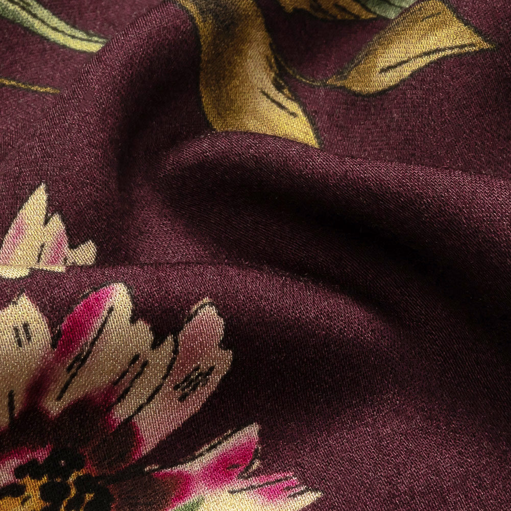 Rayon Challis - Dark Purple Floral - Wild Fantasia Print - Mood Exclusive Wisteria Collection - Joann Fabrics