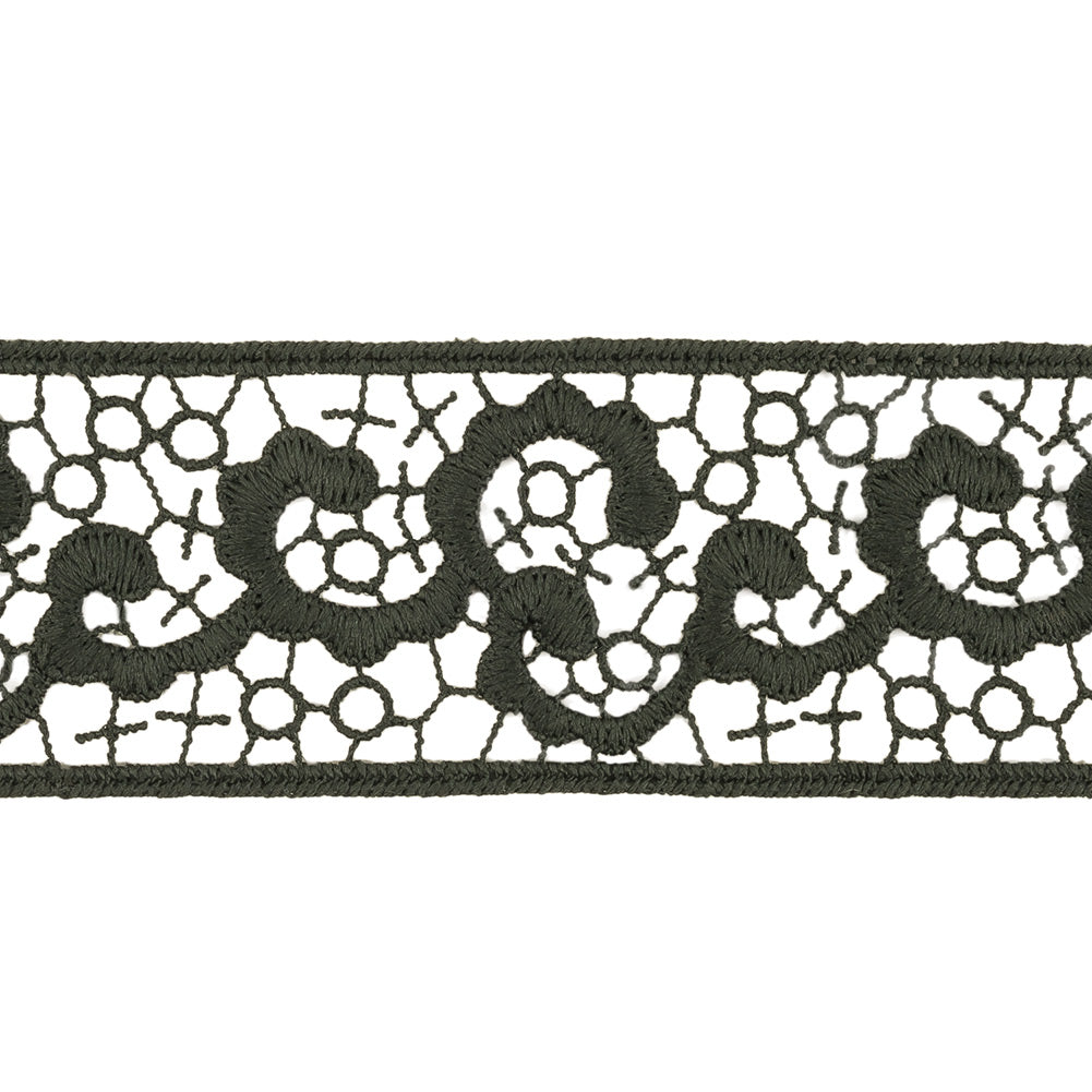 Forest Green Abstract Vines Venise Lace Trim - 1.5