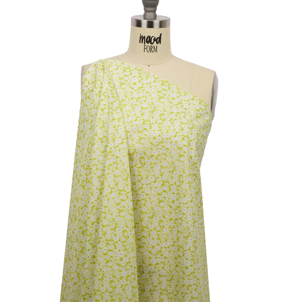 Cotton Poplin - Lime Green and White Floral - Sunday in the Park Print - Mood Exclusive Secret Garden Collection - Joann Fabrics