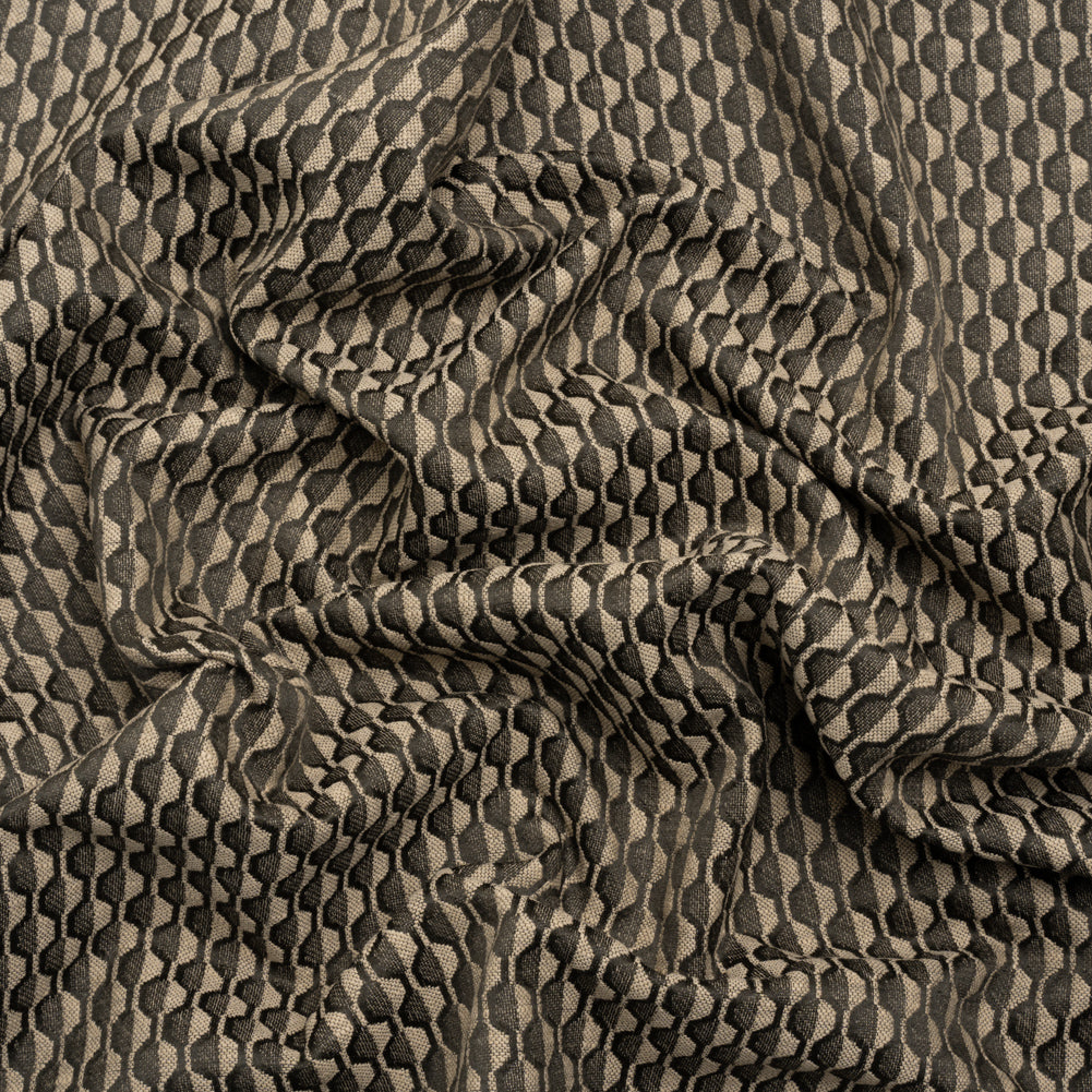 Honeycomb Stripes Recycled Polyester and Cotton Drapery Jacquard - Noir - British Imported - Joann Fabrics