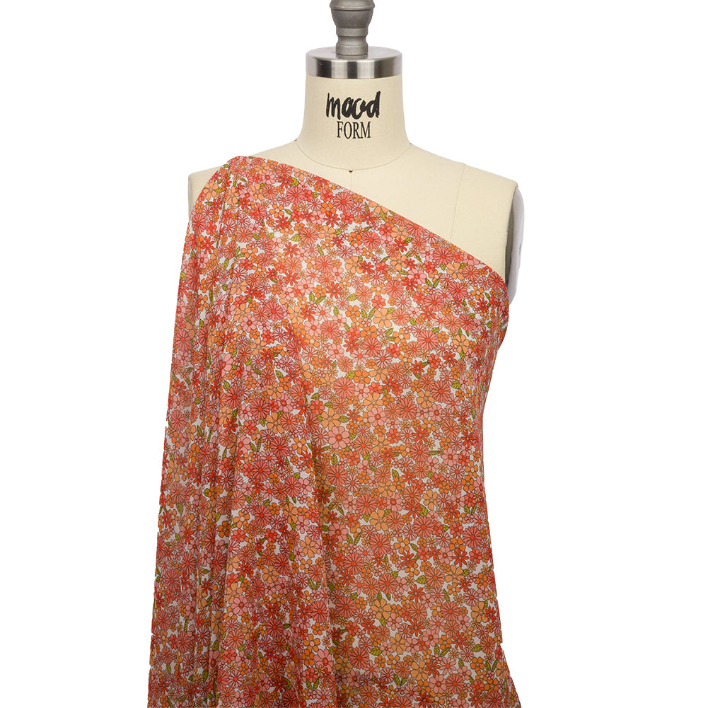 Viscose Georgette - Orange Floral - Strawberry Fields Print - Mood Exclusive Secret Garden Collection - Joann Fabrics