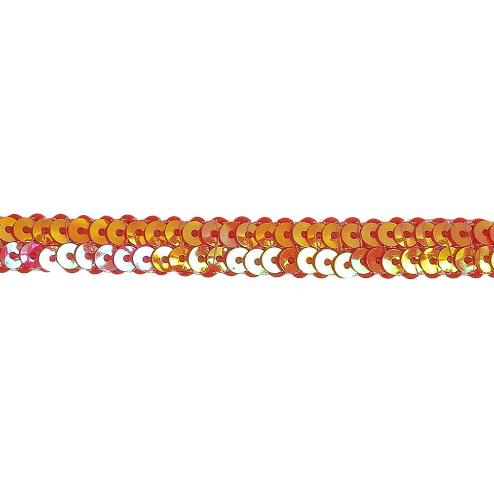 Metallic Iridescent Red Two Row Baby Sequins Trim - 0.375
