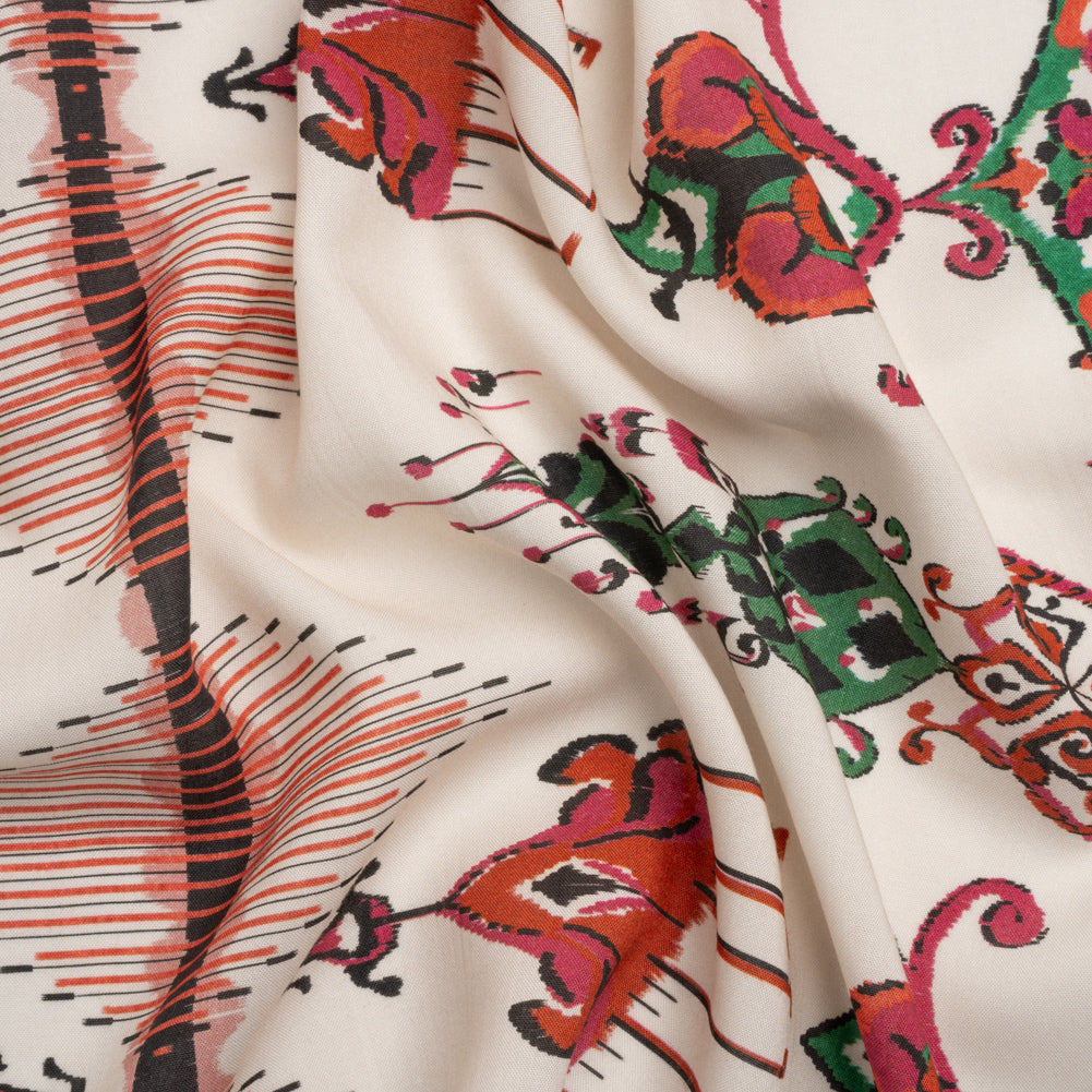Tencel Woven Print - Red, Green and White Intricate Abstracts - Mood Exclusive Table Settings - Joann Fabrics