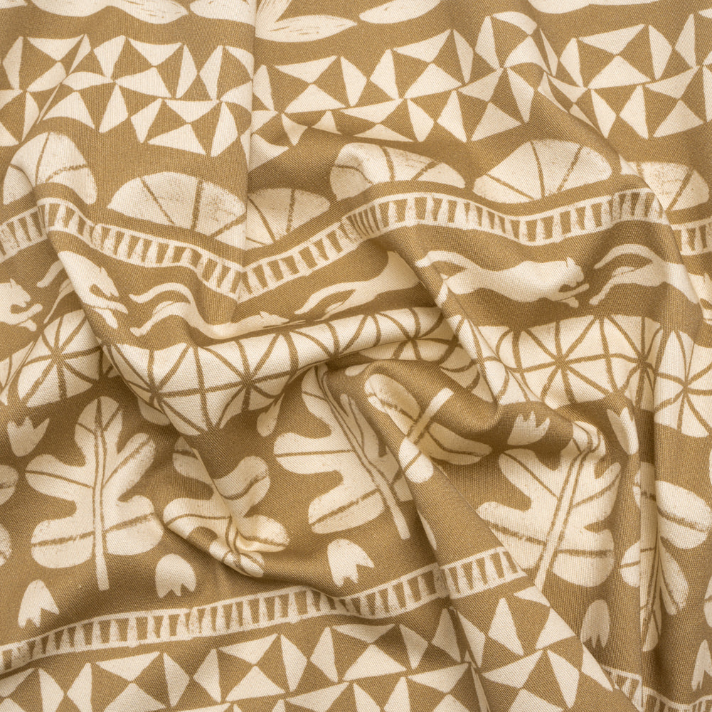 Stretch Cotton Twill Print - Beige Animal, Leaf, and Geometric Stripes - Mood Exclusive Puma Pounce - Joann Fabrics