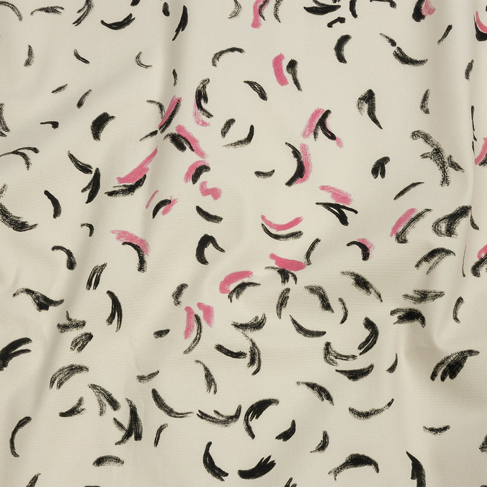 Stretch Cotton Canvas Print - White, Black and Pink Abstract Marks - Mood Exclusive Kindergarten Couture - Joann Fabrics