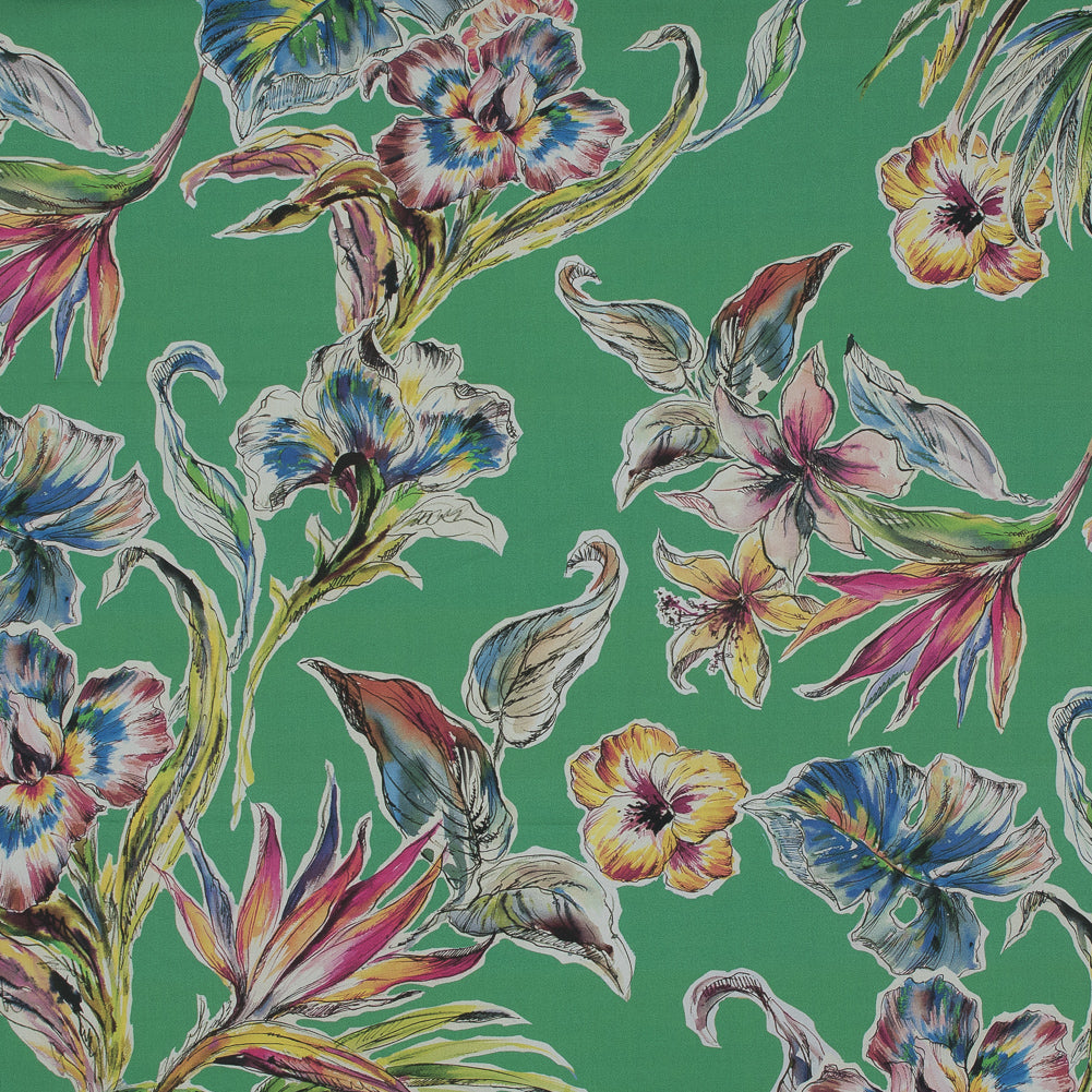 Cotton Poplin - Kelly Green Floral - Creativite Epanouie Print - Mood Exclusive Avenable Collection - Joann Fabrics