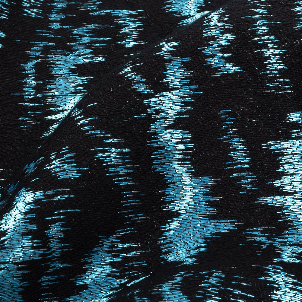 Black and Metallic Light Blue Ikat Brocade - Joann Fabrics