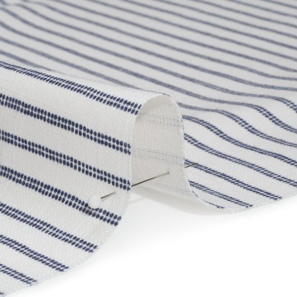 Slubbed Cotton Canvas Print - French Navy Candy Striped - British Imported - Joann Fabrics