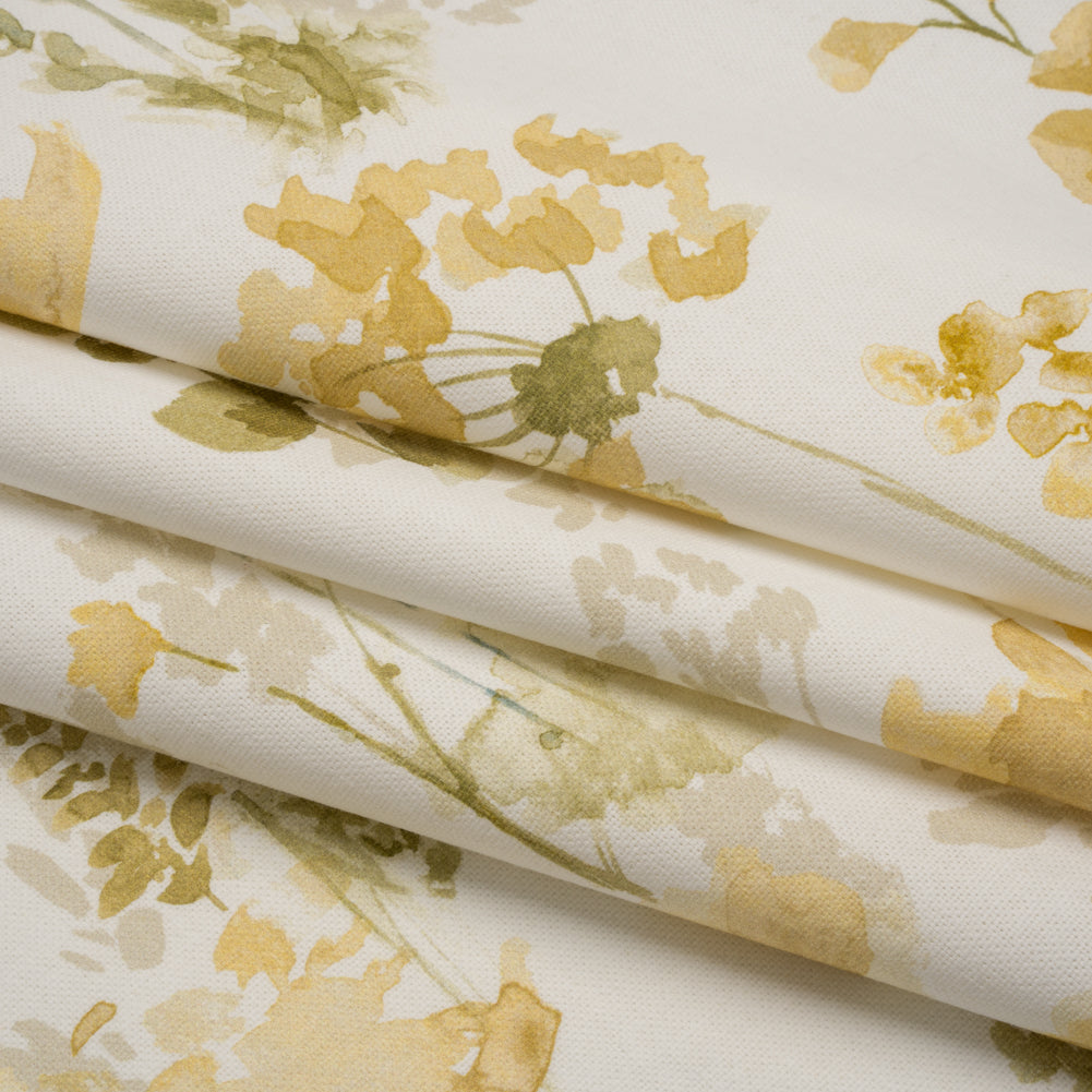 Printed Cotton Canvas - Maize Watercolor Blooms - British Imported - Joann Fabrics