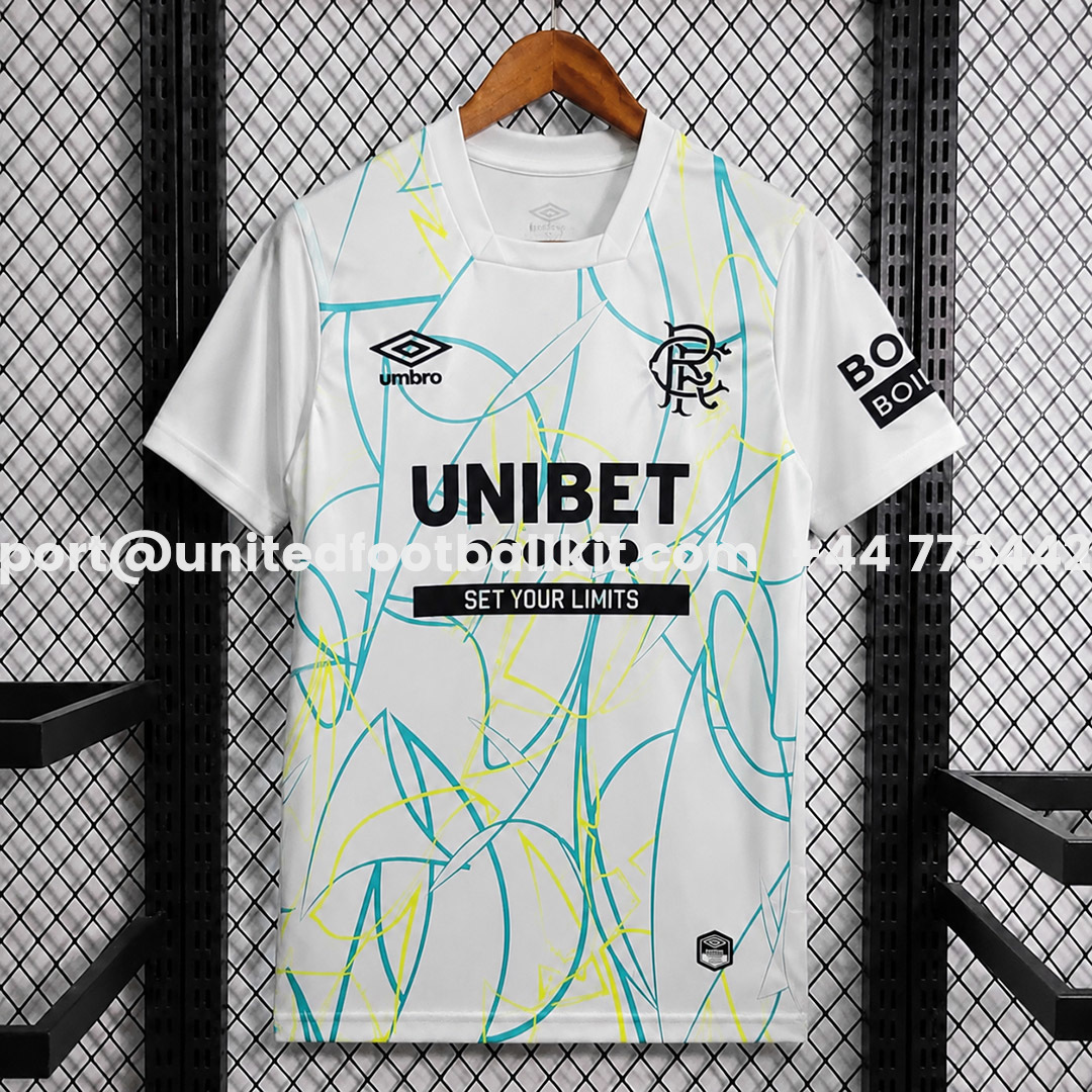 Glasgow Rangers 26-27 Goalkeeper White With Green Jersey - Fans Version - UnitedFutballJersey
