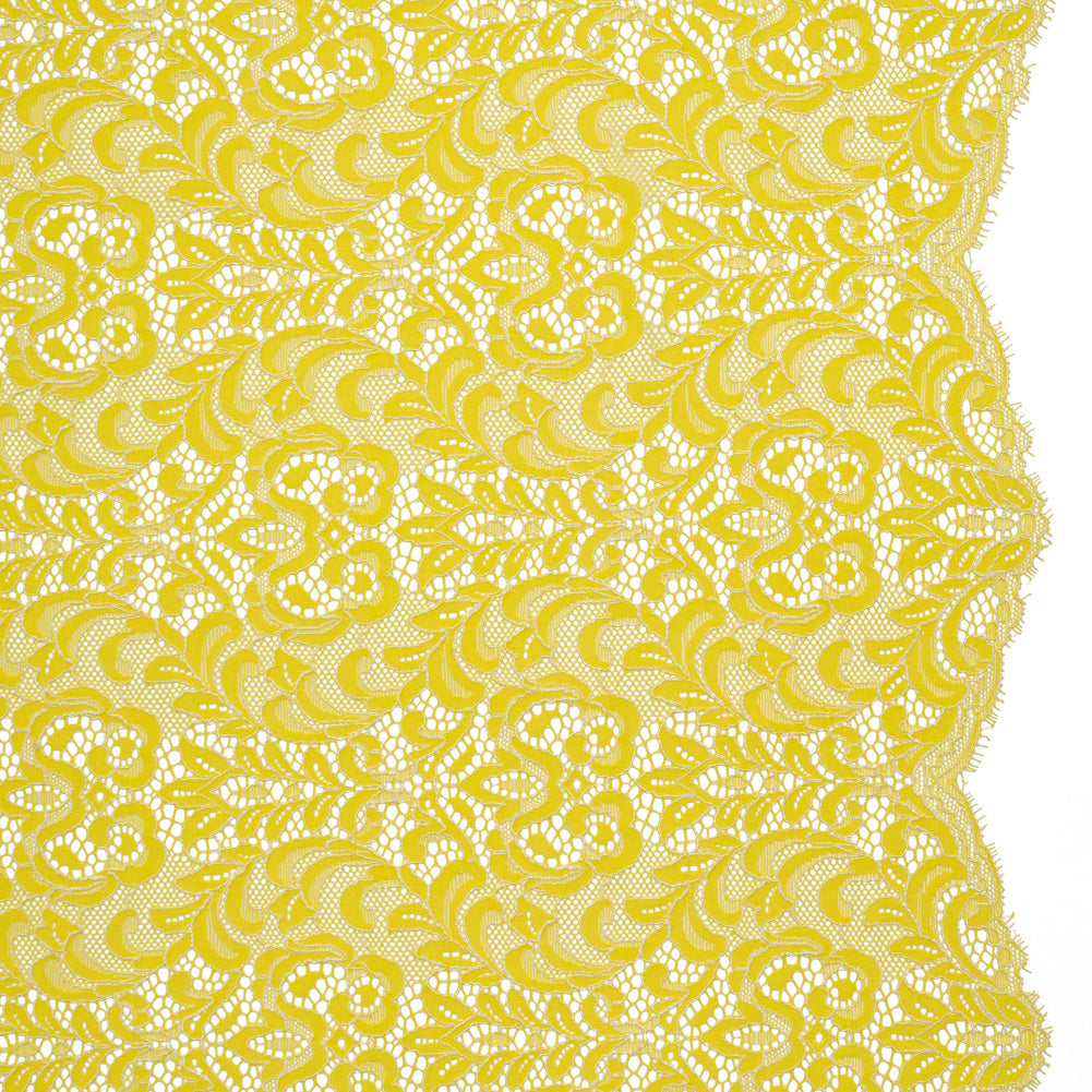 Corded Lace with Scalloped Finished Edges - Yellow and Ivory Leafy Vines and Flowers - Joann Fabrics