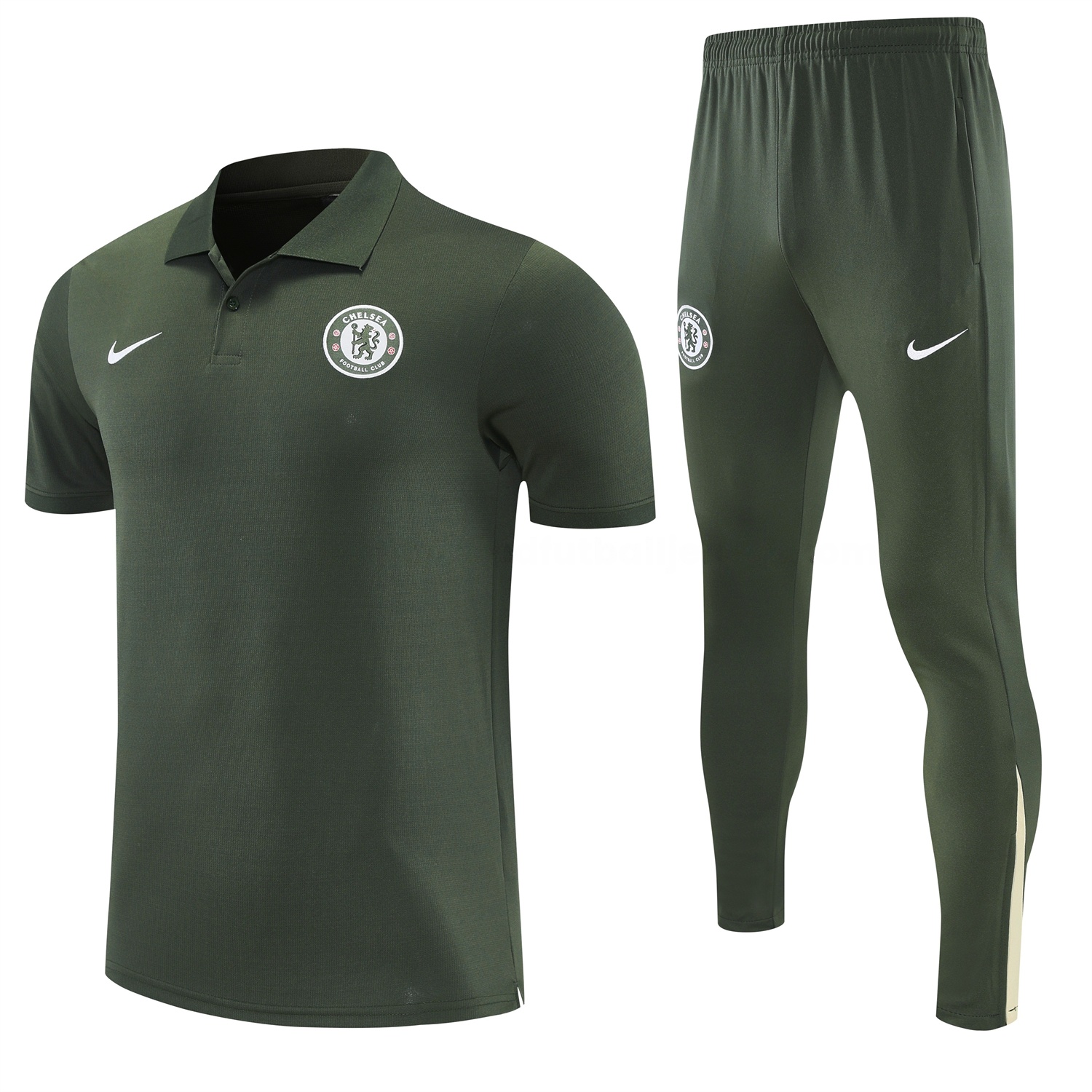 C.H.E.L.S.E.A 25-26 POLO Short-Sleeve Training Set - Dark Green Top and Pants - UnitedFutballJersey