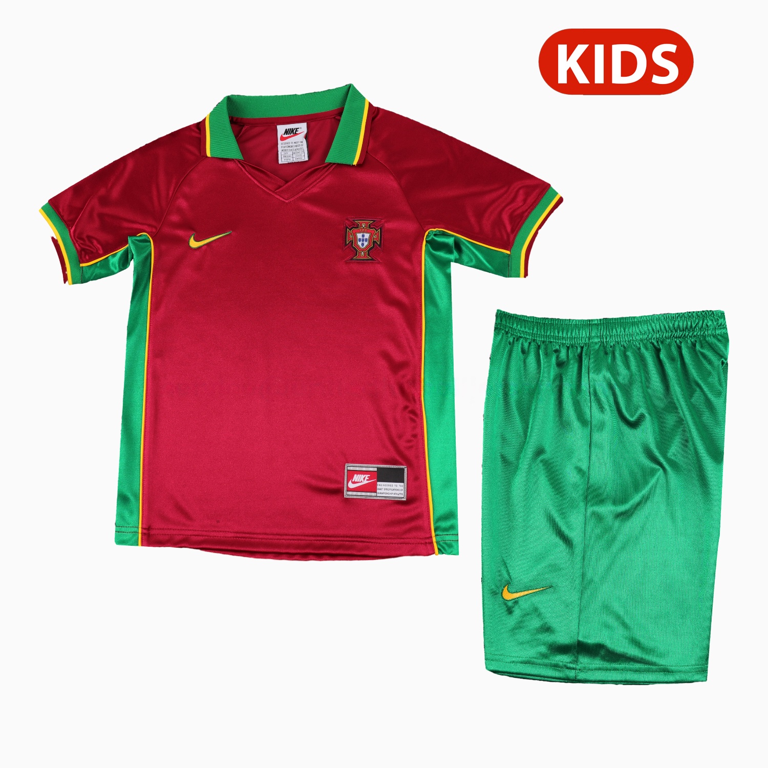 Retro Portugal 1998 Home Kids Kit - UnitedFutballJersey